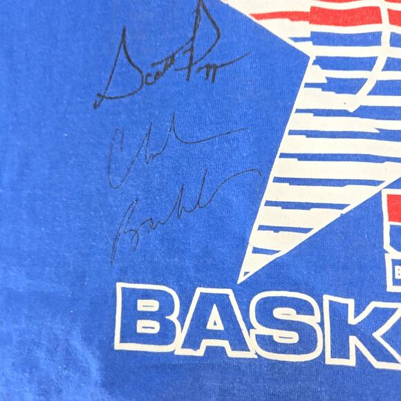 Vintage 1992 Olympic Team USA Basketball T-Shirt Youth Large Single Stitch Blue - Picture 9 of 13